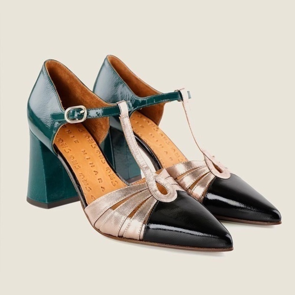 nib Chie Mihara ‘Lomera’ T-Strap Pump Heels in Green, size 9.5